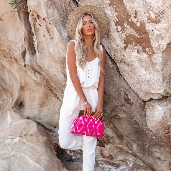 Vici Pants - VICI: MAYE COTTON POCKETED DRAWSTRING JUMPSUIT - WHITE